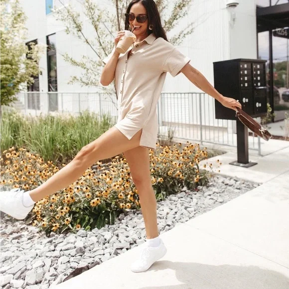 Kittenish Tan Romper - Picture 1 of 6